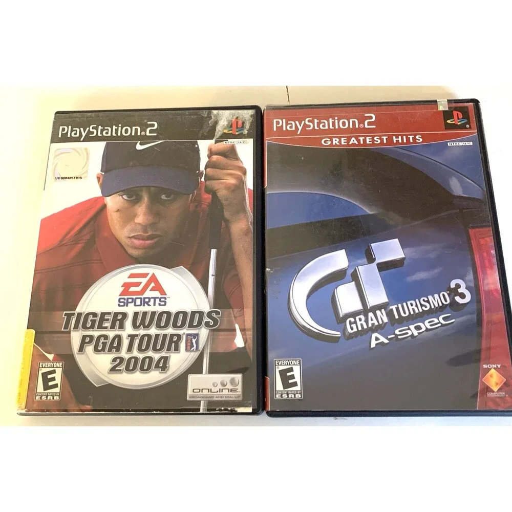 Lot 2 Sony PlayStation 2 Tiger Woods PGA Tour 2004 & Gran Turismo 3 A-Spec